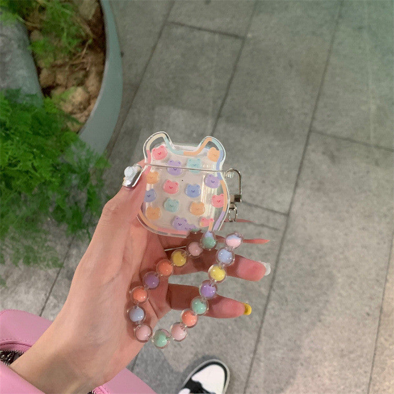 Cute Ins Rainbow Bean Chain Earphone Case