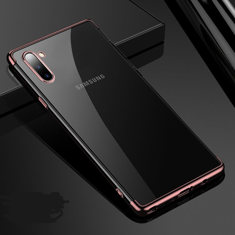 It Is Suitable For Samsung Note10 Plus Electroplating Three-Stage Mobile Phone Case, Transparent All Inclusive Fall Protection Case, Light And Soft