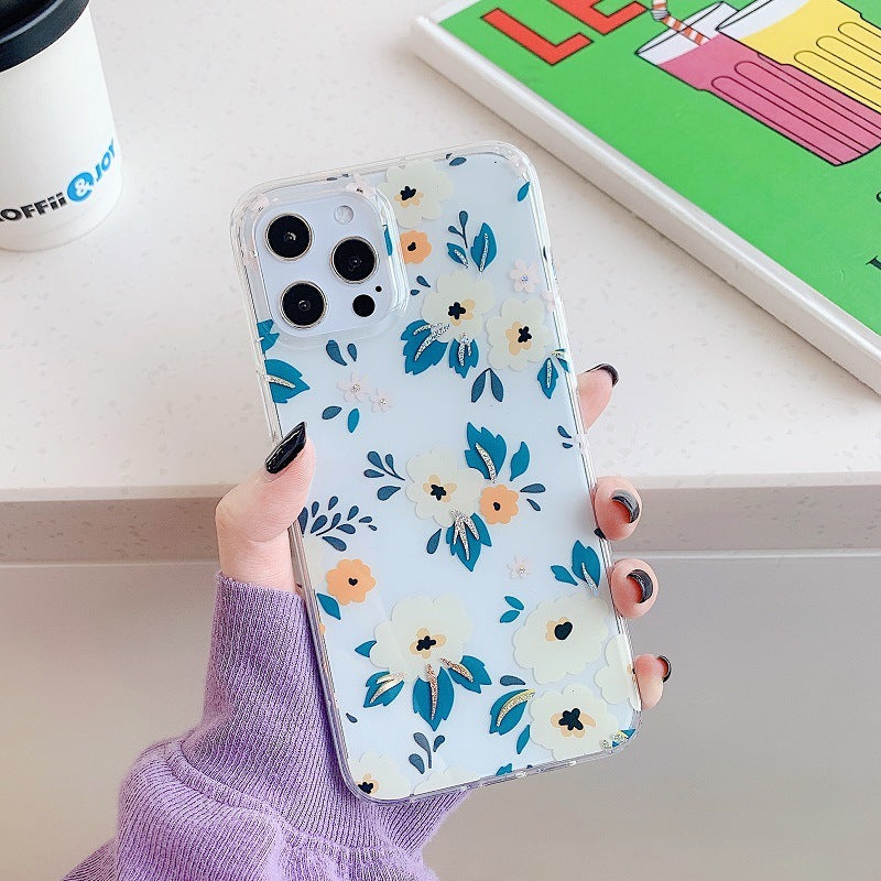Compatible with Apple, Laser Butterfly Floral Suitable For Iphone1112 Mobile Phone Shell XS Apple 78plus Allinclusive Soft Cover XR