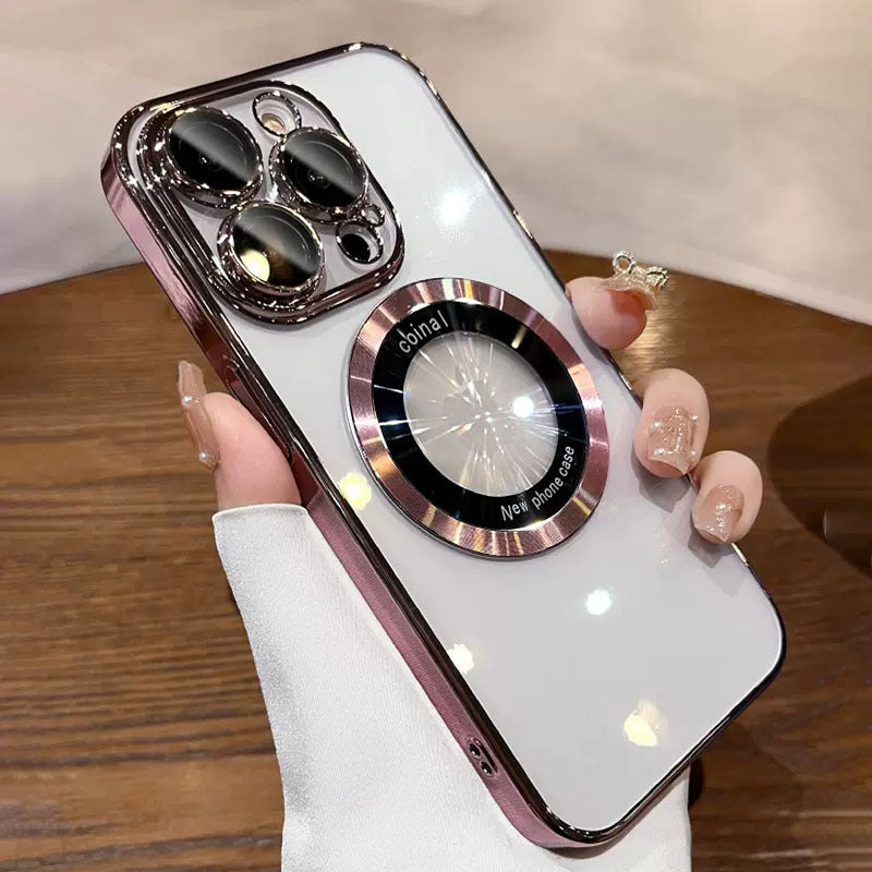 Magnifying Glass Magnetic Suction Electroplating Integrated Mirror Phone Case
