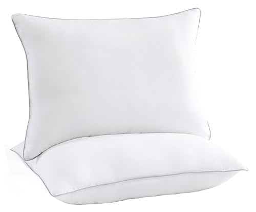Casa Platino Pillows for Sleeping 2 Pack Standard Size Pillows for Side Back and Stomach Sleeper Neck Pain Fluffy Down Alternative Hotel Quality Pillows 20"x26"