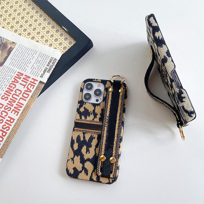 Classic Vintage Leopard Print Banner Wristband Phone Case