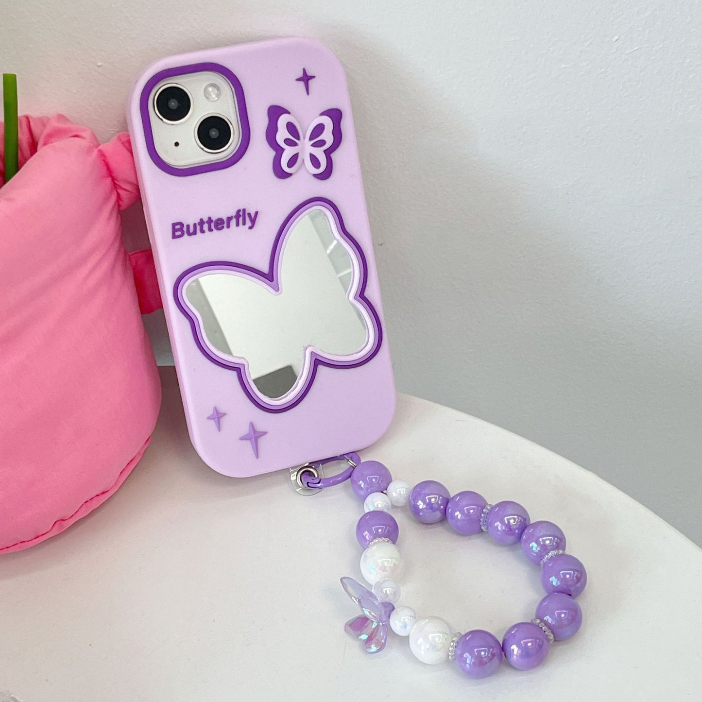 Purple Butterfly Mirror Silicone Phone Case