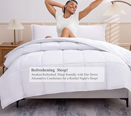King Size Comforter Set 3 PCs Soft Quilted Down Alternative Comforter with Pillow Shams - Bedding Set, Machine Washable (King, Drak Blue)