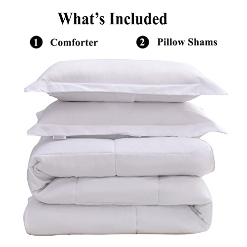 King Size Comforter Set 3 PCs Soft Quilted Down Alternative Comforter with Pillow Shams - Bedding Set, Machine Washable (King, Drak Blue)