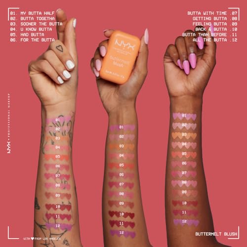 NYX Professional Makeup Buttermelt Blush, Buttery Soft Powder Blush, Up to 12 H Wear, Fade & Transfer Resistant, With Mango, Almond & Shea Butters, Shade: Getting Butta