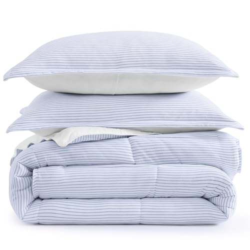 Comforter Set Queen Size - Goose Down Alternative – Washed Ultra-Soft - Premium All Season Warmth Bedding Set (Queen, French Blue)