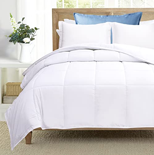 King Size Comforter Set 3 PCs Soft Quilted Down Alternative Comforter with Pillow Shams - Bedding Set, Machine Washable (King, Drak Blue)