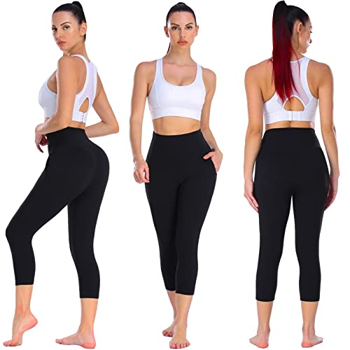 DHSO 3 Pack Leggings for Women, High Waist Tummy Control Yoga Pants Non See-Through Workout Running Tights