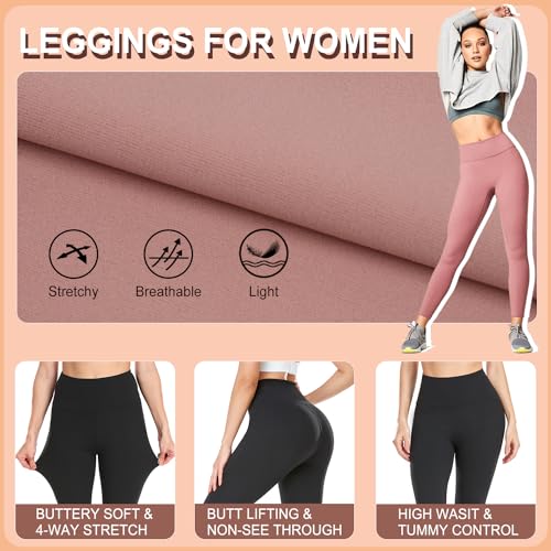 DHSO 3 Pack Leggings for Women, High Waist Tummy Control Yoga Pants Non See-Through Workout Running Tights