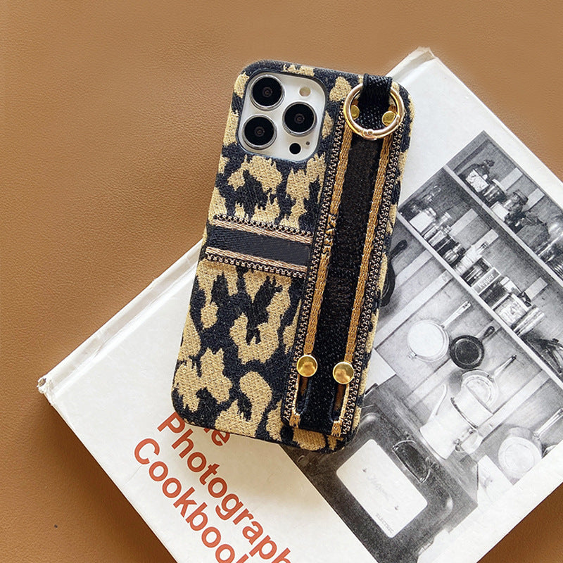 Classic Vintage Leopard Print Banner Wristband Phone Case