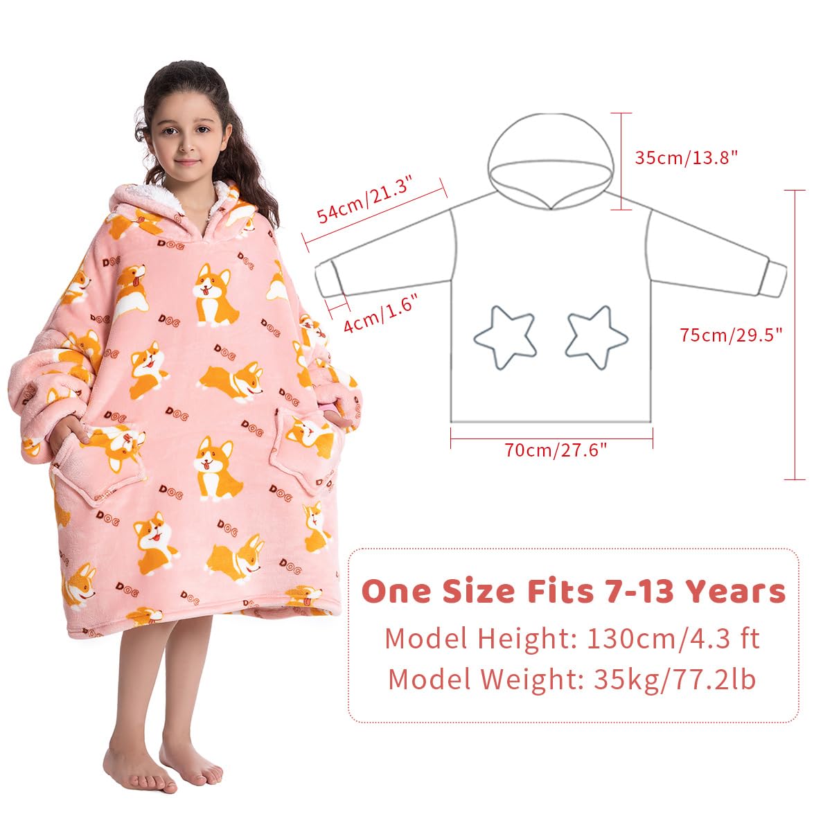 Wenlia Oversized Blanket Hoodie for Adult and Kids, Stylish Sherpa Hoodie Blanket Super Warm Sweatshirt One Size Fits All