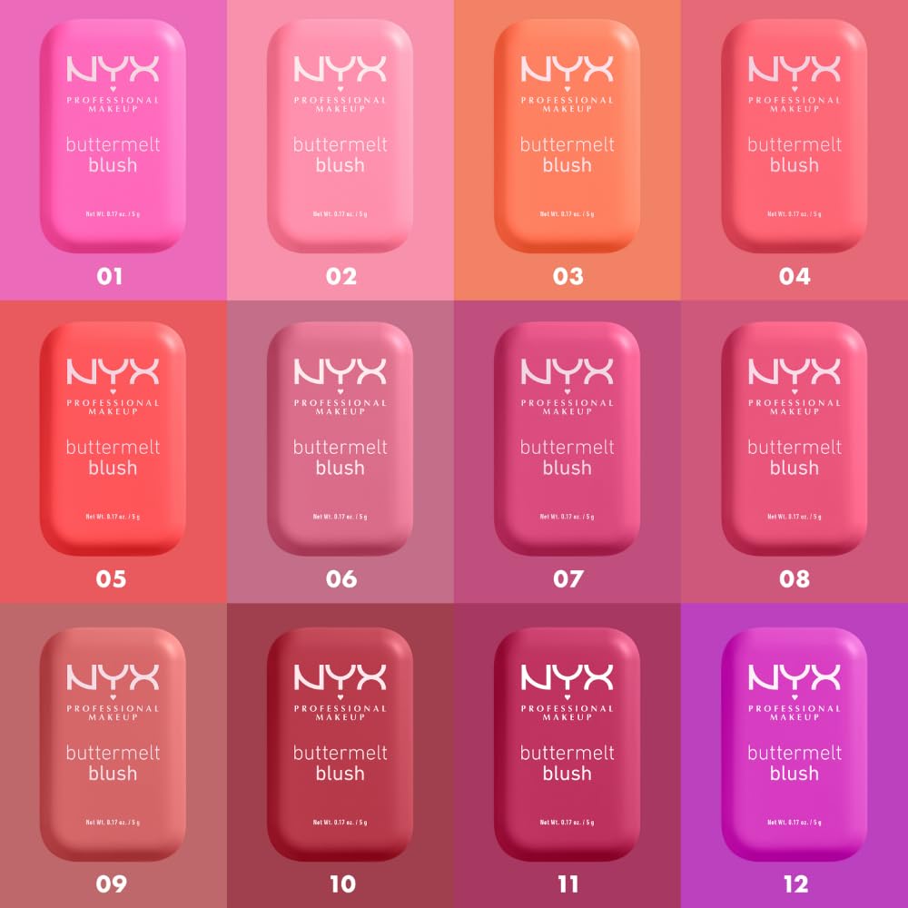 NYX Professional Makeup Buttermelt Blush, Buttery Soft Powder Blush, Up to 12 H Wear, Fade & Transfer Resistant, With Mango, Almond & Shea Butters, Shade: Getting Butta