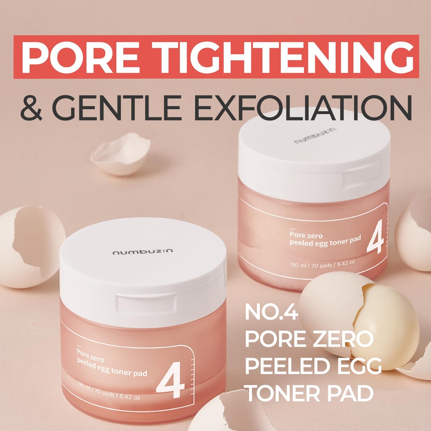 numbuzin No.4 Pore Zero Peeled Egg Toner Pad, 70 Pads / 6.42 fl.oz / 190ml | Pore Care, Sebum Care, Moisturizing