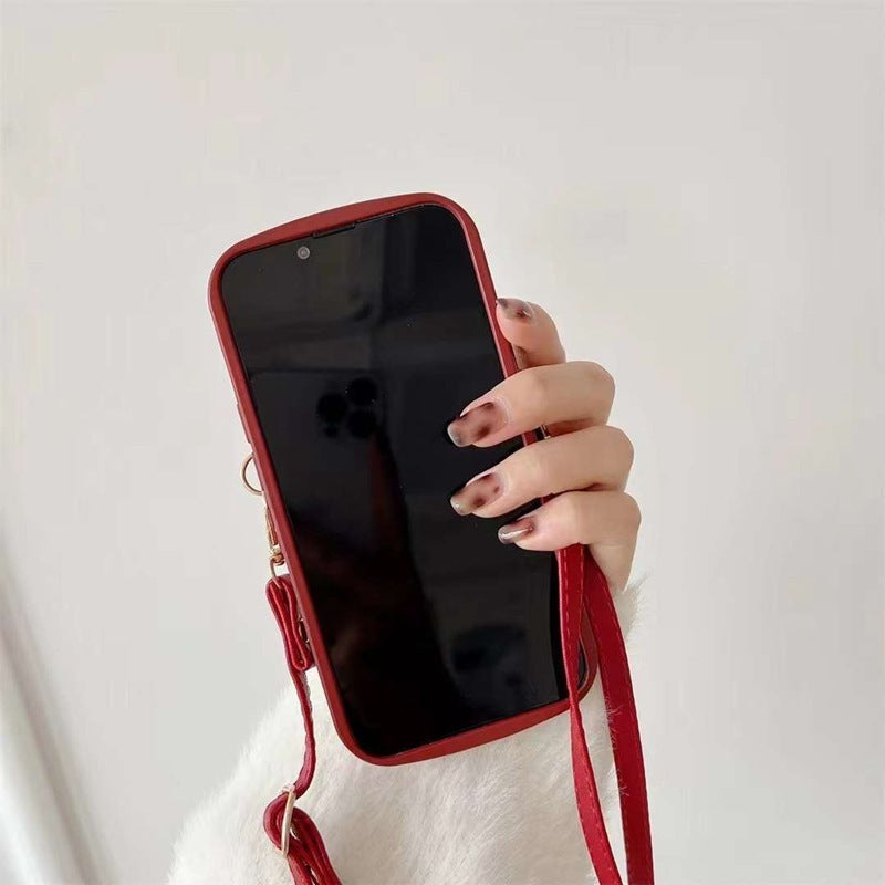 New Year Red Crossbody Card Holder With Lanyard