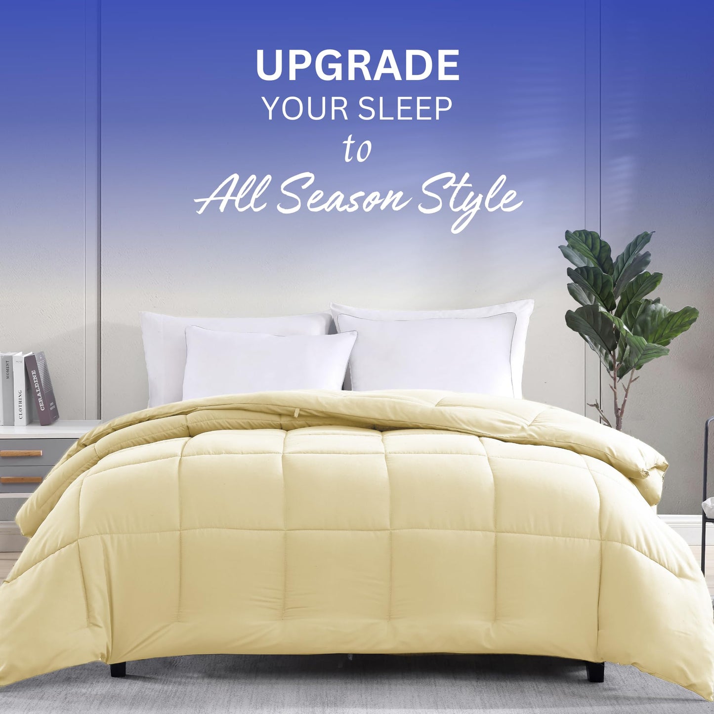 Comforter Queen Size Down Alternative Microfiber Quilted Solid Comforter/Duvet Insert - Ultra Soft Hypoallergenic Bedding - Medium Warmth for All Seasons Queen Comforter - White