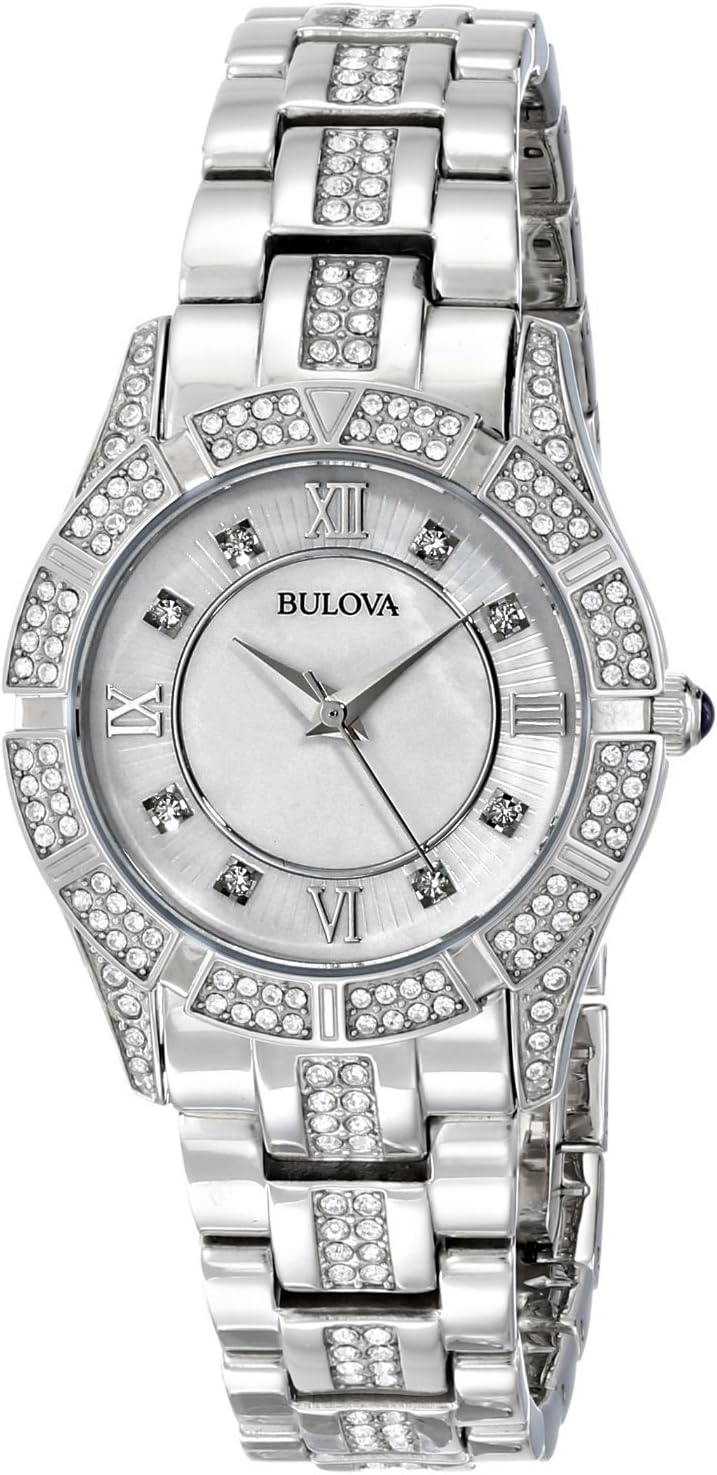 Bulova Crystal Quartz Women's Watch, Stainless Steel , Silver-Tone (Model: 96L116)
