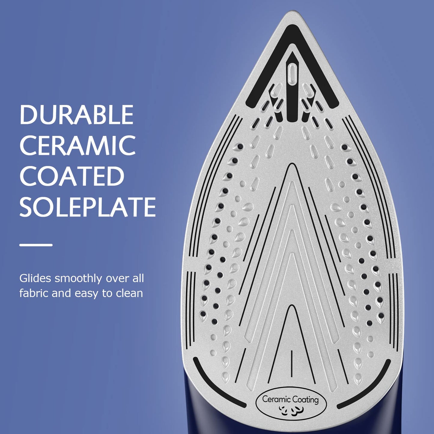 BEAUTURAL Steam Iron for Clothes with Precision Thermostat Dial, Ceramic Coated Soleplate, 3-Way Auto-Off, Self-Cleaning, Anti-Calcium, Anti-Drip
