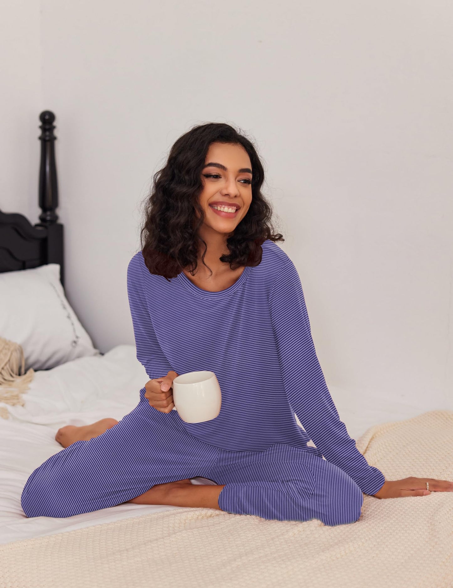 Ekouaer 2 Pack Women's Pajama Set Soft Long Sleeve Sleepwear Loungewear Pjs Sets with Pockets