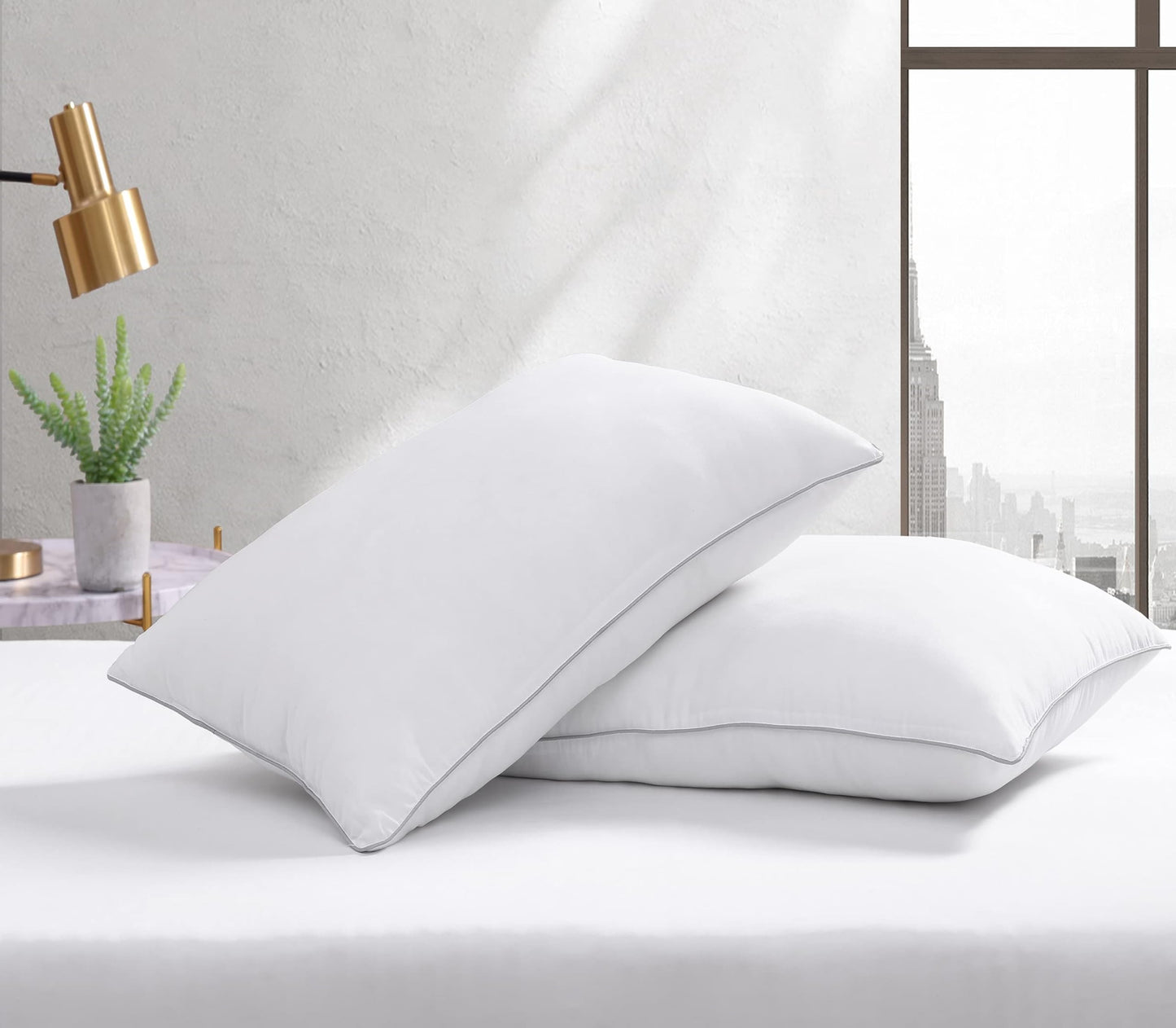 Casa Platino Pillows for Sleeping 2 Pack Standard Size Pillows for Side Back and Stomach Sleeper Neck Pain Fluffy Down Alternative Hotel Quality Pillows 20"x26"