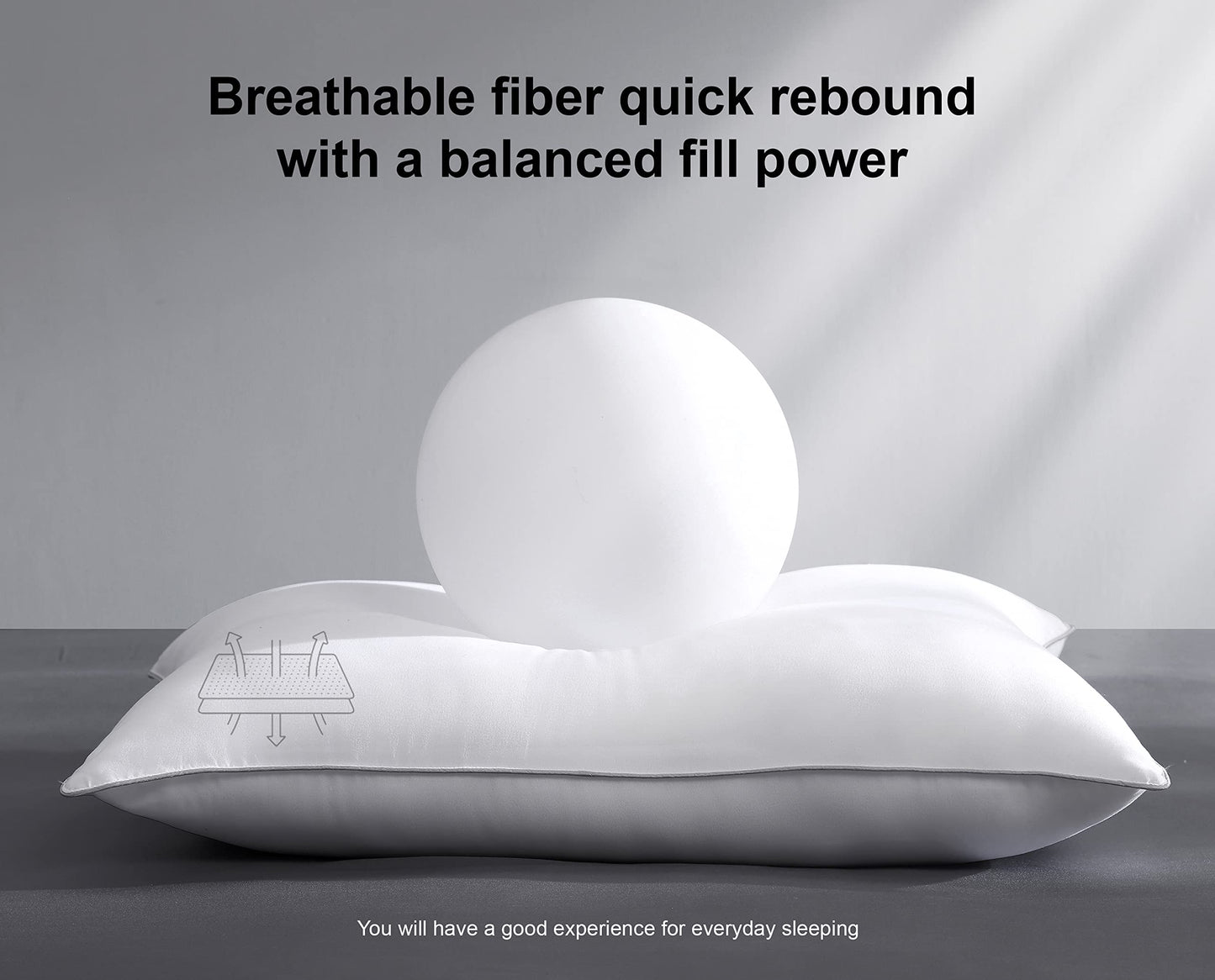 Casa Platino Pillows for Sleeping 2 Pack Standard Size Pillows for Side Back and Stomach Sleeper Neck Pain Fluffy Down Alternative Hotel Quality Pillows 20"x26"