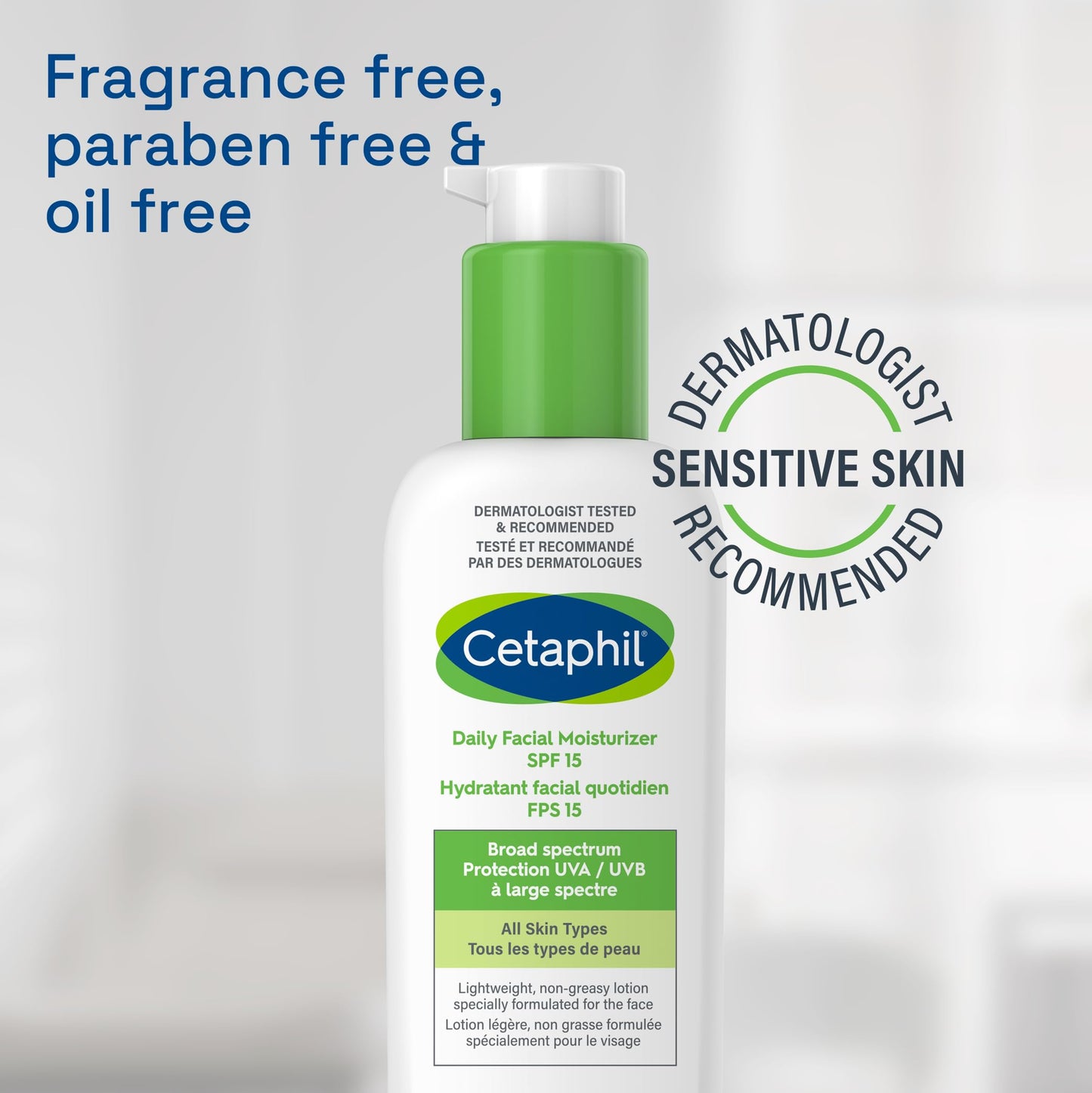 Cetaphil Daily Facial Moisturizer SPF 15 | Lightweight Face Moisturizer with Broad Spectrum Protection | Oil, Fragrance and Paraben Free | Non-Comedogenic | Dermatologist Recommended | 120ml