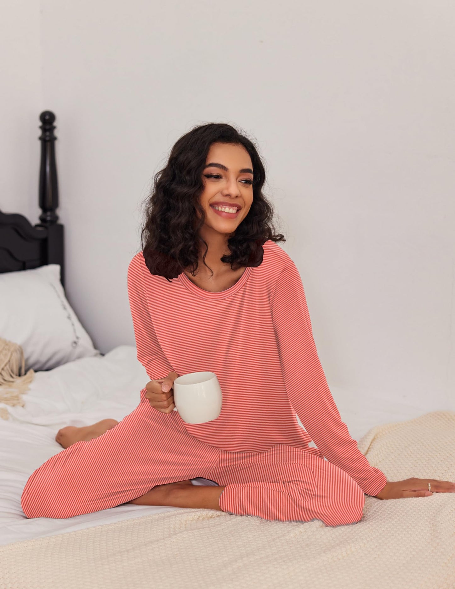 Ekouaer 2 Pack Women's Pajama Set Soft Long Sleeve Sleepwear Loungewear Pjs Sets with Pockets