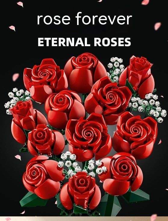 Compatible With Rose Bouquet Decoration Assembling Small Particles Building Blocks Toy