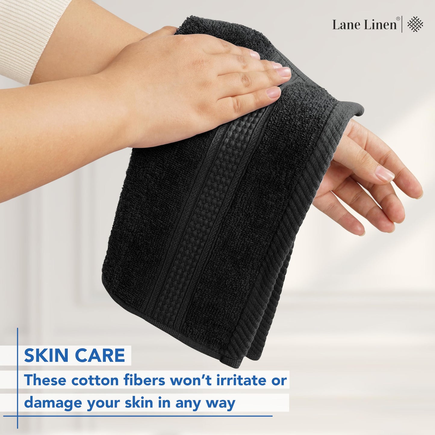 Premium 12 Pack Wash Cloths Set - 13x13 Inches, Highly Absorbent 100% Cotton Towels for Bathroom, Spa, Gym, Face - Grey