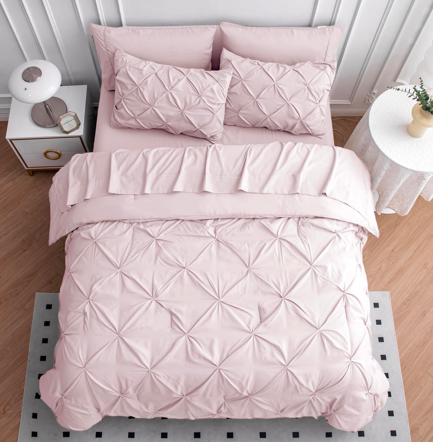 Queen Comforter Set White - 7 Pieces Bed in a Bag - Bedding Set with Comforters, Sheets, Pillowcases & Shams, Queen Size Bedding Set