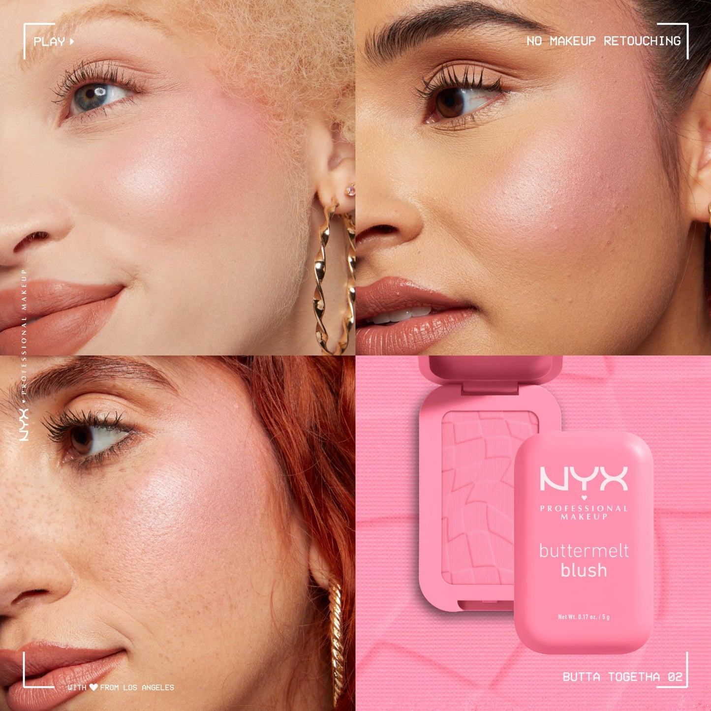 NYX Professional Makeup Buttermelt Blush, Buttery Soft Powder Blush, Up to 12 H Wear, Fade & Transfer Resistant, With Mango, Almond & Shea Butters, Shade: Getting Butta
