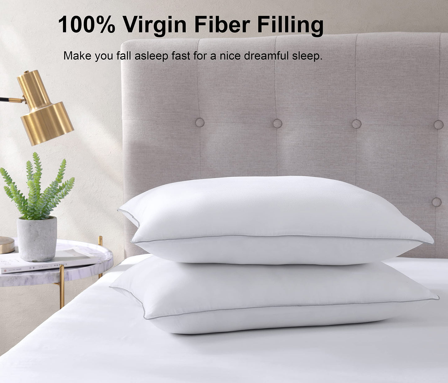 Casa Platino Pillows for Sleeping 2 Pack Standard Size Pillows for Side Back and Stomach Sleeper Neck Pain Fluffy Down Alternative Hotel Quality Pillows 20"x26"