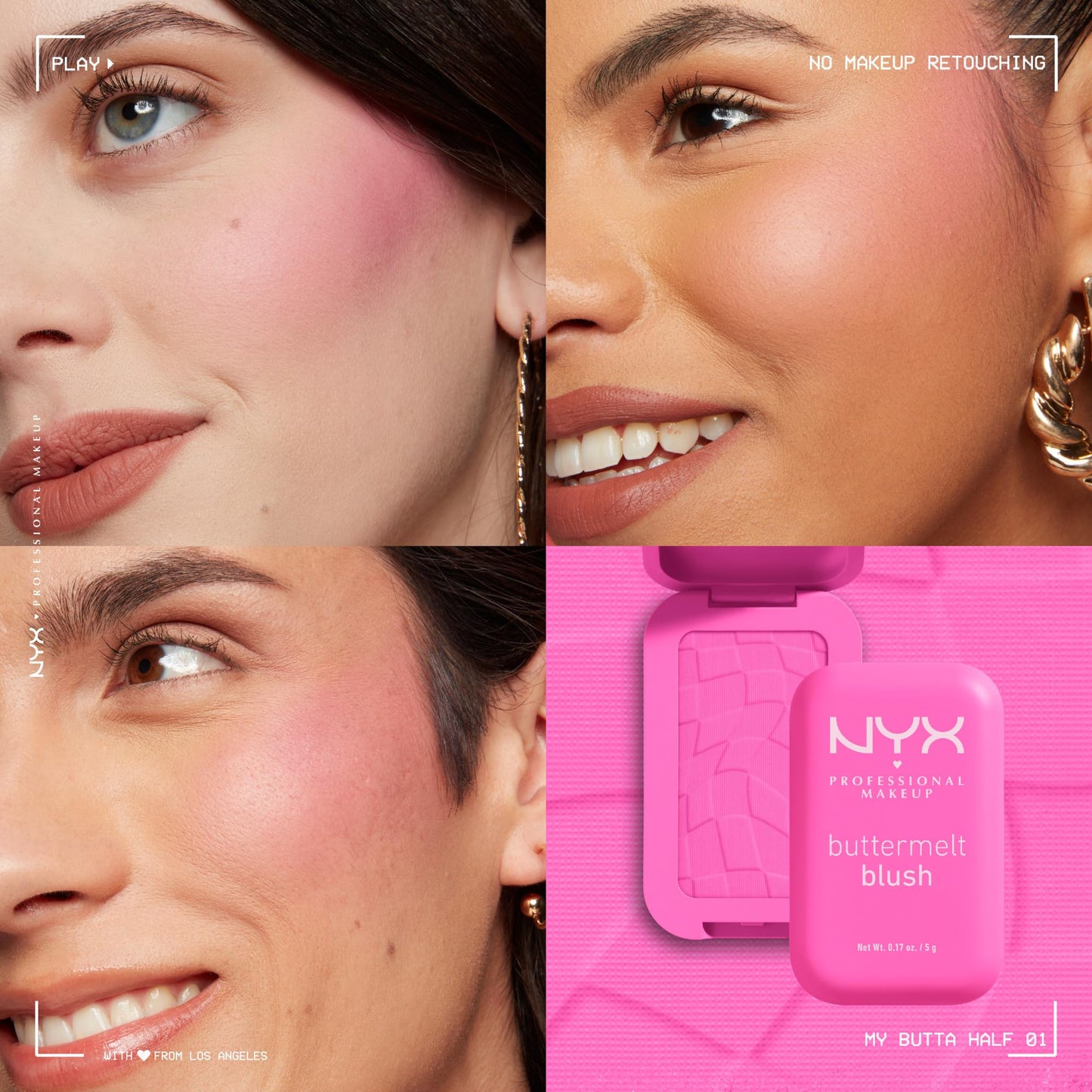 NYX Professional Makeup Buttermelt Blush, Buttery Soft Powder Blush, Up to 12 H Wear, Fade & Transfer Resistant, With Mango, Almond & Shea Butters, Shade: Getting Butta