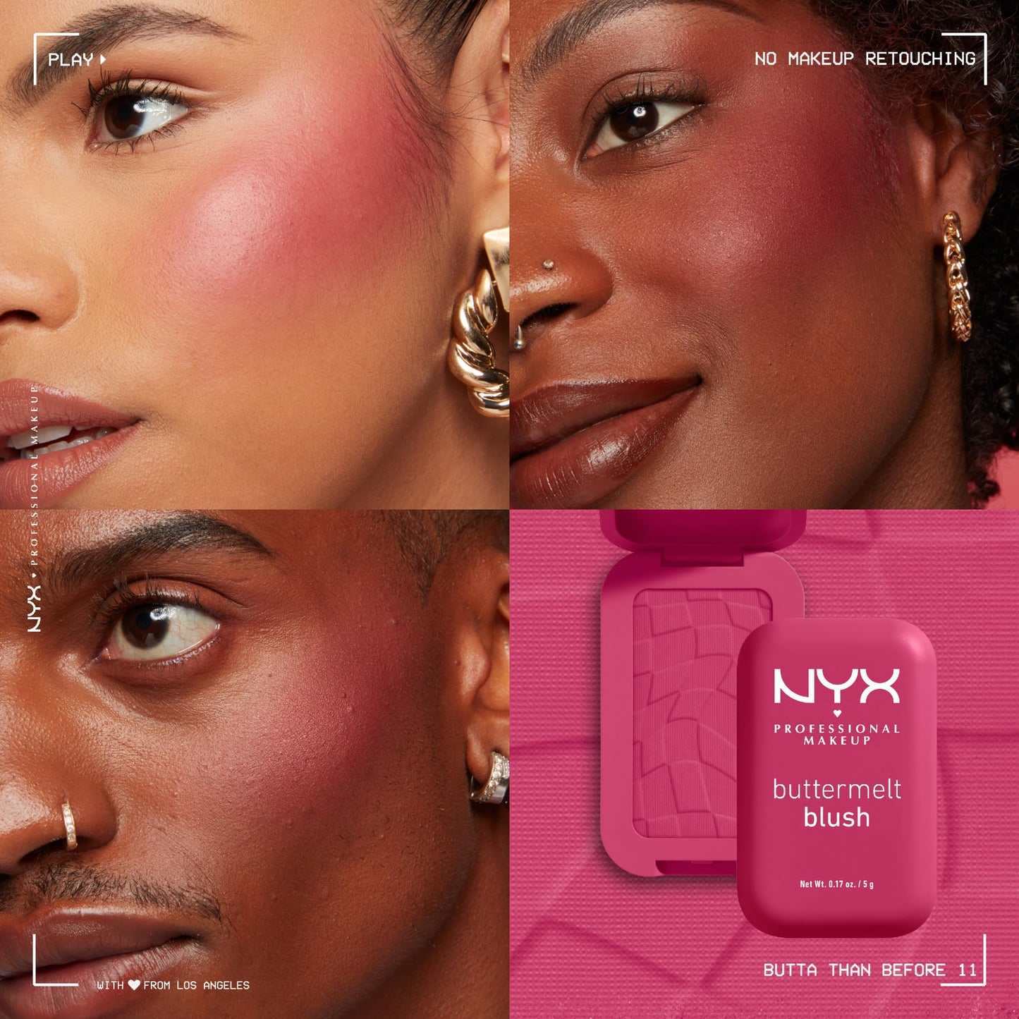 NYX Professional Makeup Buttermelt Blush, Buttery Soft Powder Blush, Up to 12 H Wear, Fade & Transfer Resistant, With Mango, Almond & Shea Butters, Shade: Getting Butta