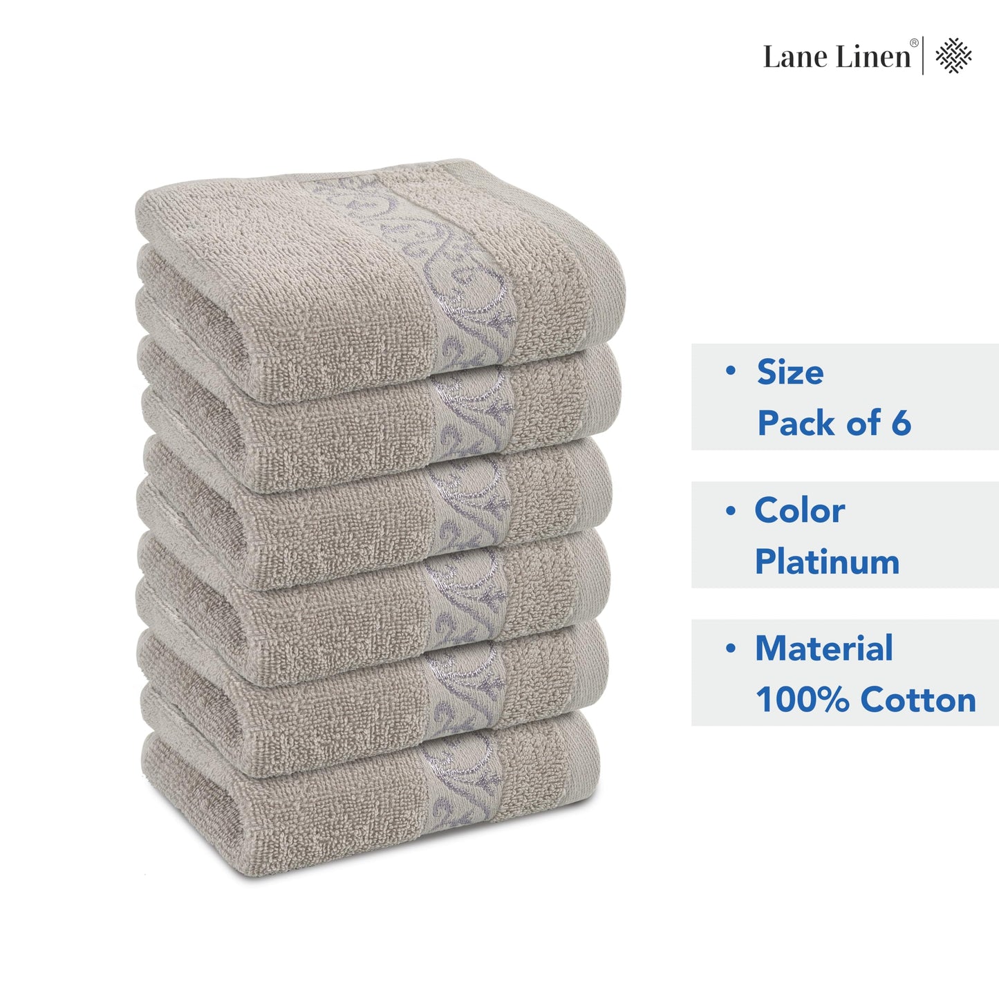 Premium 12 Pack Wash Cloths Set - 13x13 Inches, Highly Absorbent 100% Cotton Towels for Bathroom, Spa, Gym, Face - Grey
