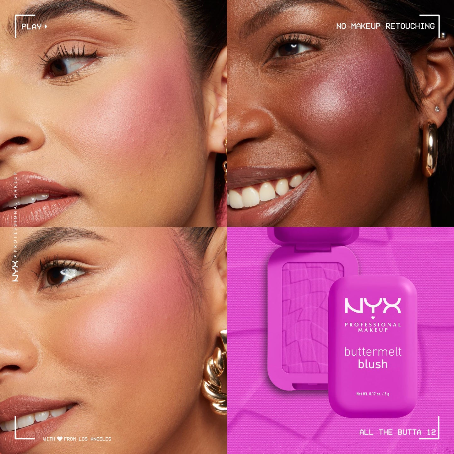 NYX Professional Makeup Buttermelt Blush, Buttery Soft Powder Blush, Up to 12 H Wear, Fade & Transfer Resistant, With Mango, Almond & Shea Butters, Shade: Getting Butta