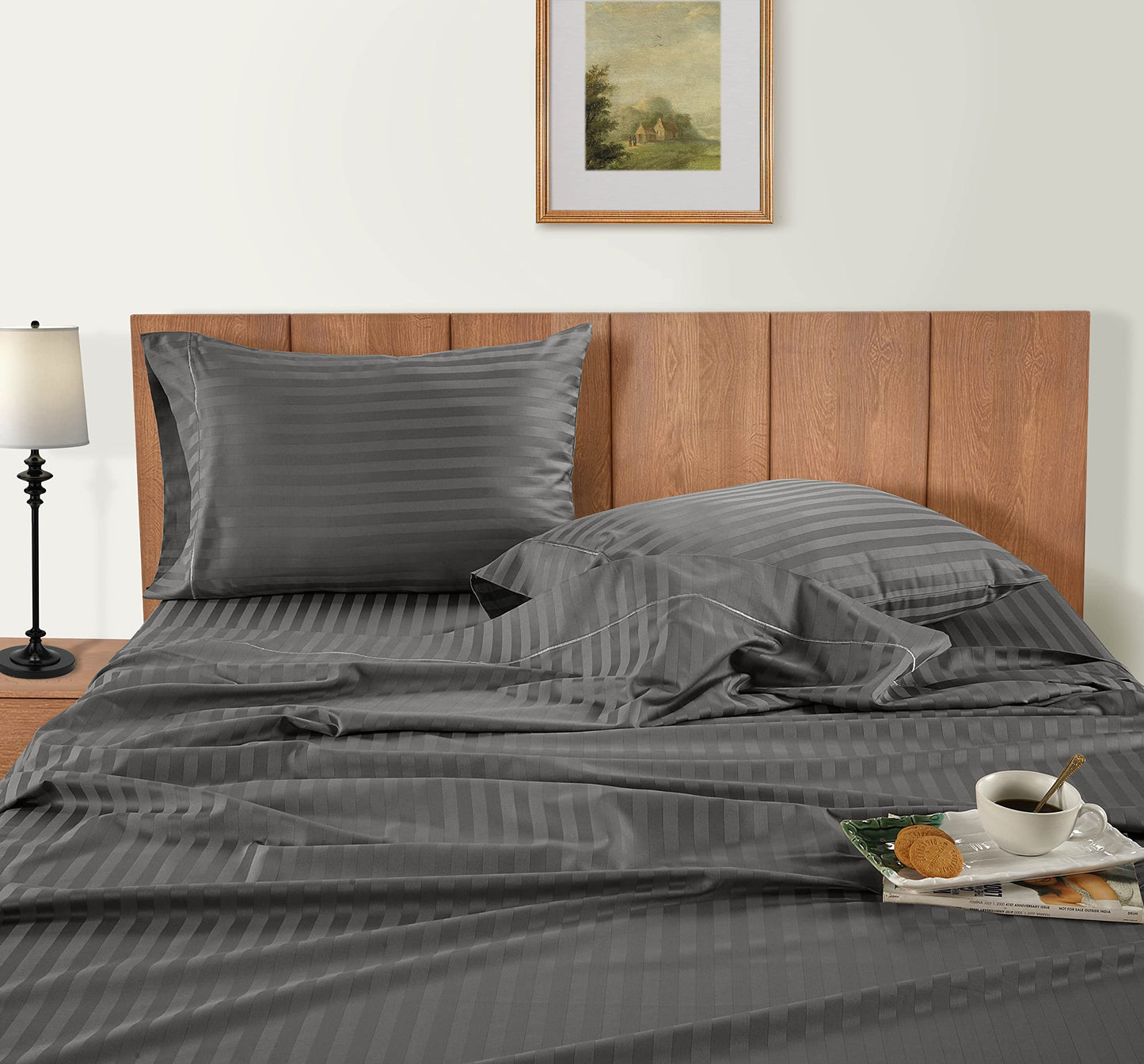 Queen Sheets Set, 4 Pc Queen Bed Sheets, 600 Thread Count 100% Long Staple Combed Cotton, Luxury Cotton Sheets for Queen Size Bed, Sheet & Pillowcase Sets, Deep Pocket Queen Sheets - Mineral