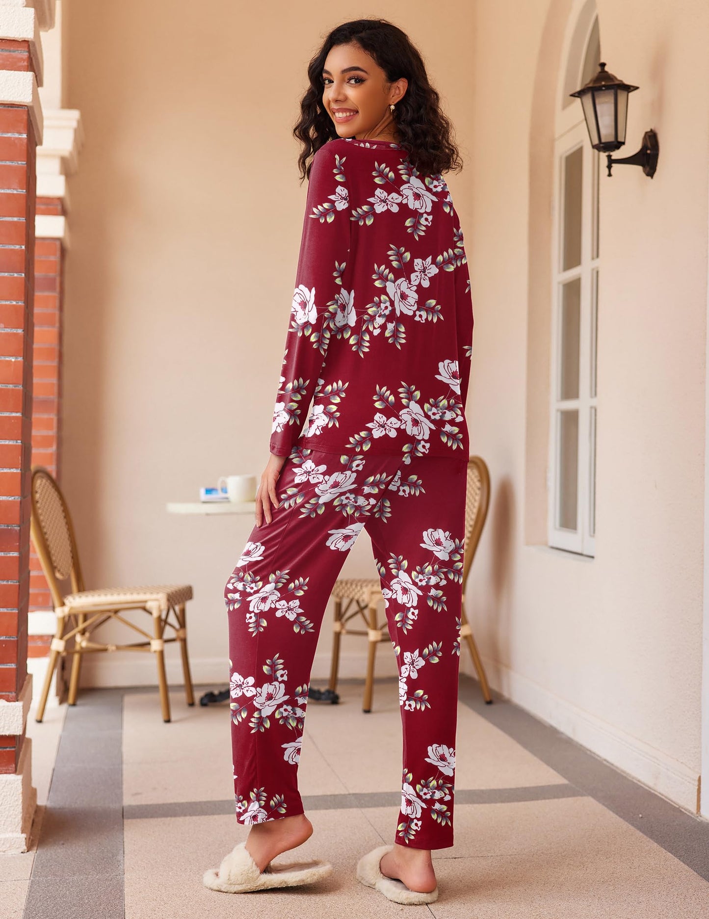 Ekouaer 2 Pack Women's Pajama Set Soft Long Sleeve Sleepwear Loungewear Pjs Sets with Pockets