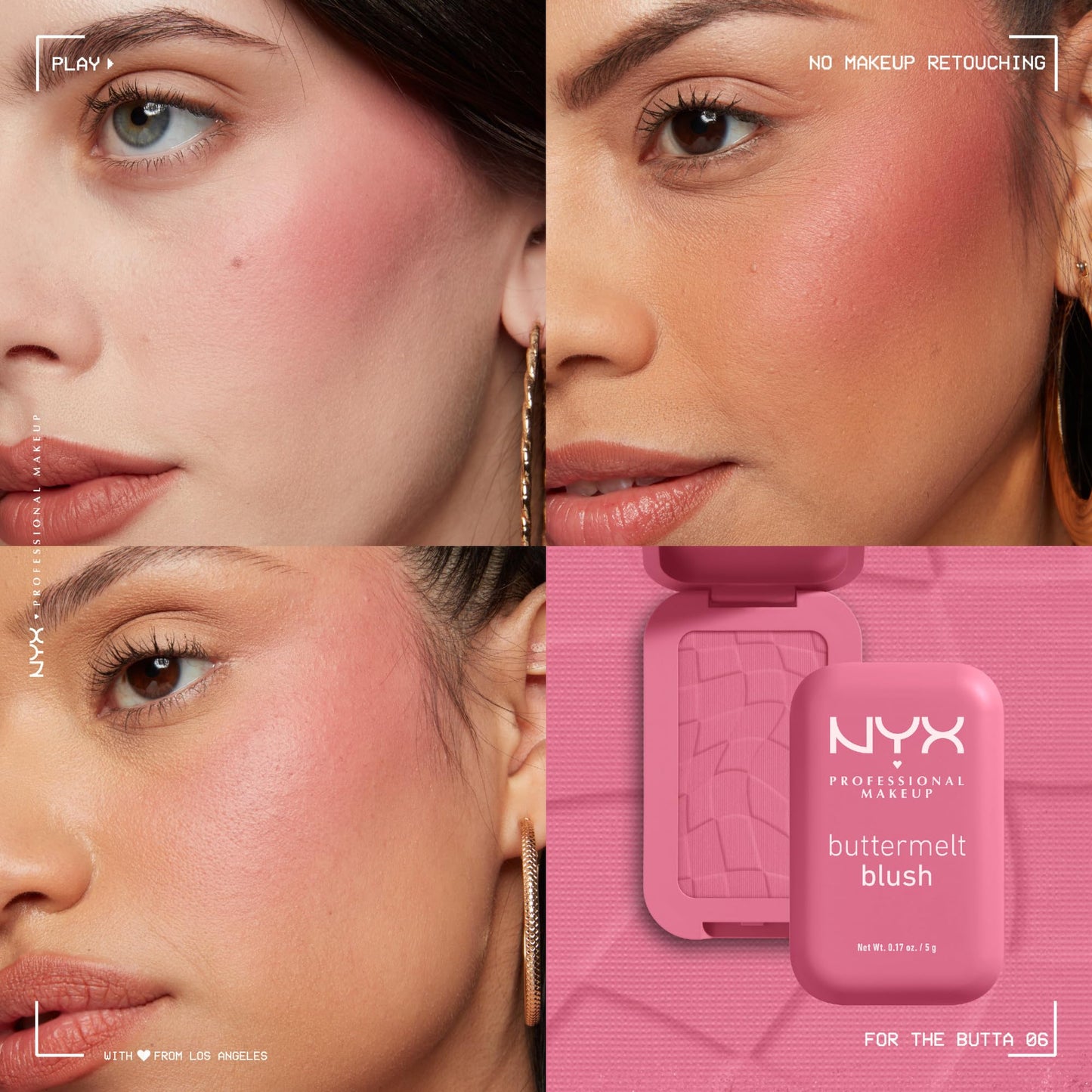 NYX Professional Makeup Buttermelt Blush, Buttery Soft Powder Blush, Up to 12 H Wear, Fade & Transfer Resistant, With Mango, Almond & Shea Butters, Shade: Getting Butta