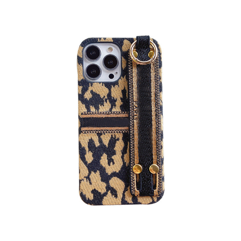 Classic Vintage Leopard Print Banner Wristband Phone Case