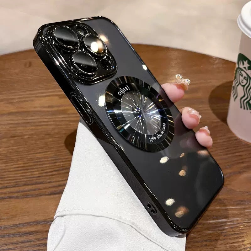 Magnifying Glass Magnetic Suction Electroplating Integrated Mirror Phone Case