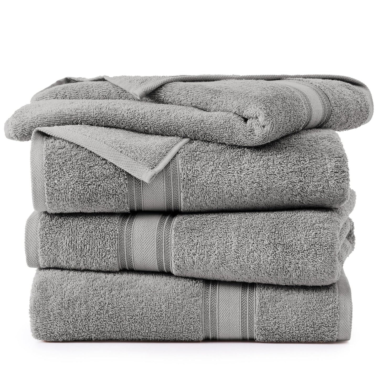 Bath Sheets Towels for Adults- 100% Cotton Extra Large Bath Towels, 4 Piece Bath Sheet Set, Zero Twist, Quick Dry, Highly Absorbent Bath Towels for Bathroom Set, Hotel Spa Quality, 35 x 66 inch - Grey