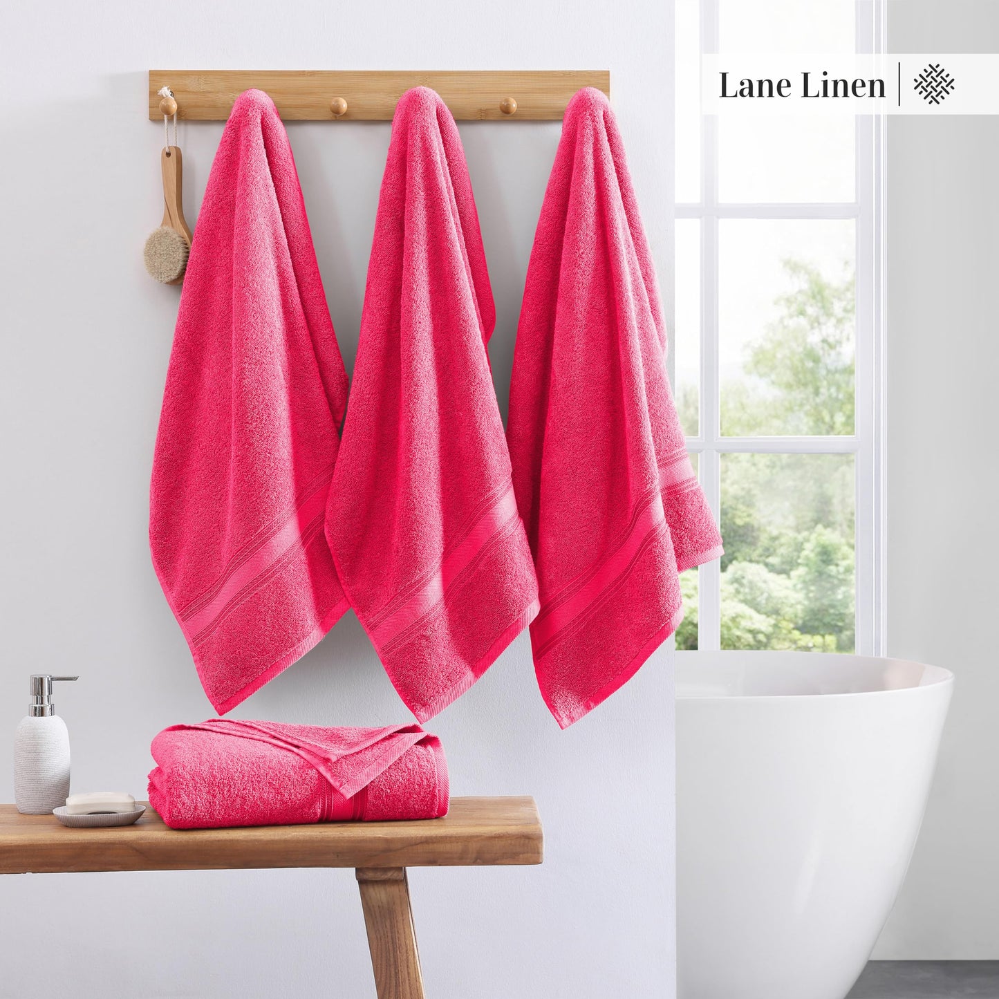 LANE LINEN Large Bath Towels - 100% Cotton Bath Sheets, Extra Large Bath Towels, Zero Twist, 4 Piece Bath Sheet Set, Quick Dry, Super Soft Shower Towels, Absorbent Bathroom Towels - Pearl Blush