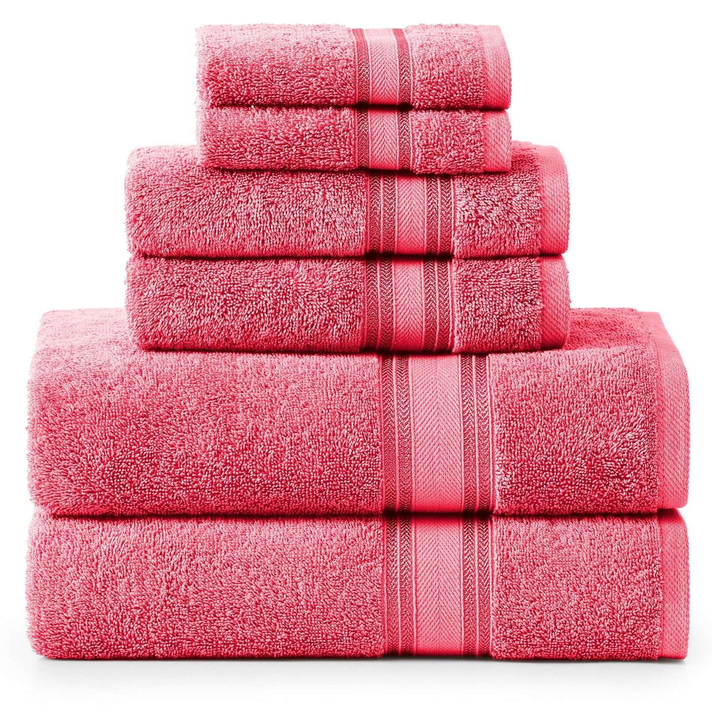 LANE LINEN Luxury Bath Towels Set - 6 Piece 100% CottonBathroom Zero Twist Shower Extra Absorbent Towel Super Soft 2 Hand Wash Cloths White