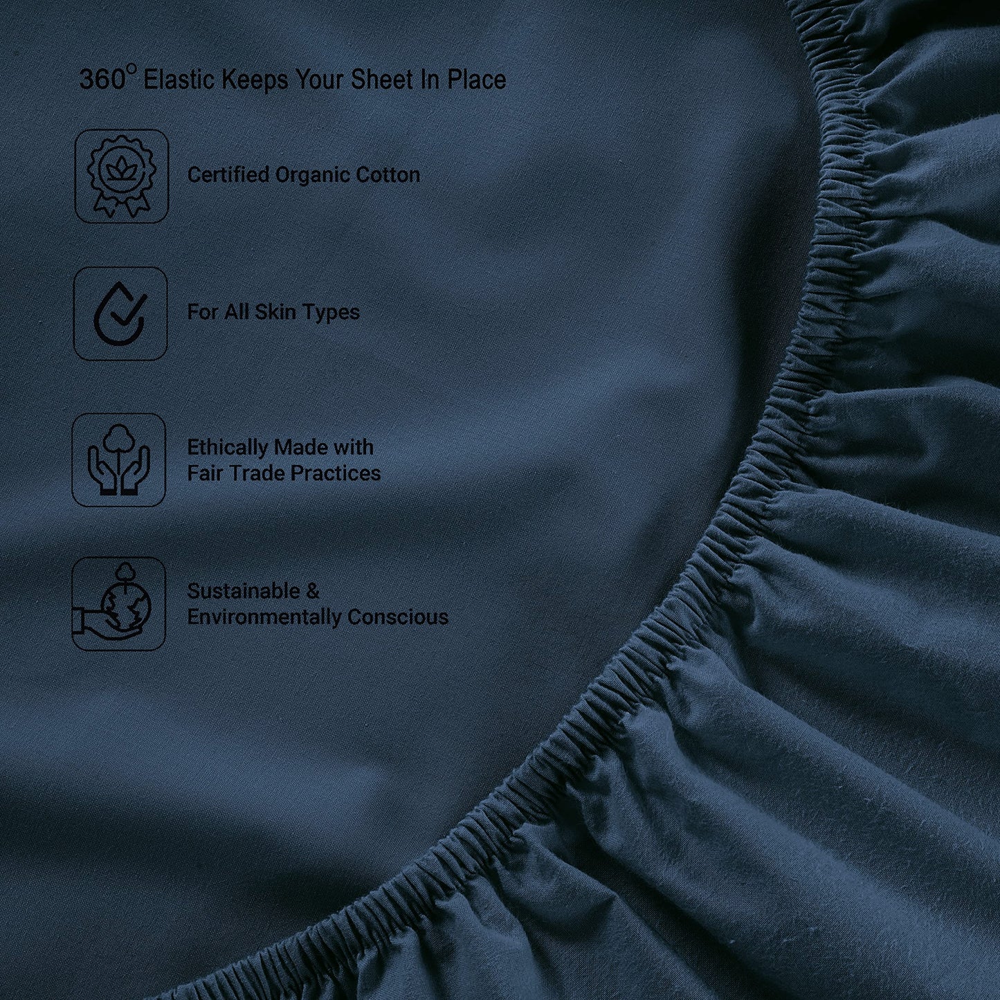 Lane Linen 100% Organic Cotton Fitted Sheet Queen Size only, 3-Piece Set (1 Fitted Sheet, 2 Pillowcases), Percale Weave, Cotton Sheet, Soft, Breathable, Fits Mattress Upto 15' Deep - White