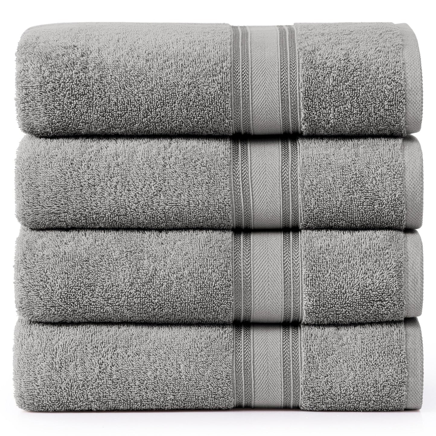 Bath Sheets Towels for Adults- 100% Cotton Extra Large Bath Towels, 4 Piece Bath Sheet Set, Zero Twist, Quick Dry, Highly Absorbent Bath Towels for Bathroom Set, Hotel Spa Quality, 35 x 66 inch - Grey