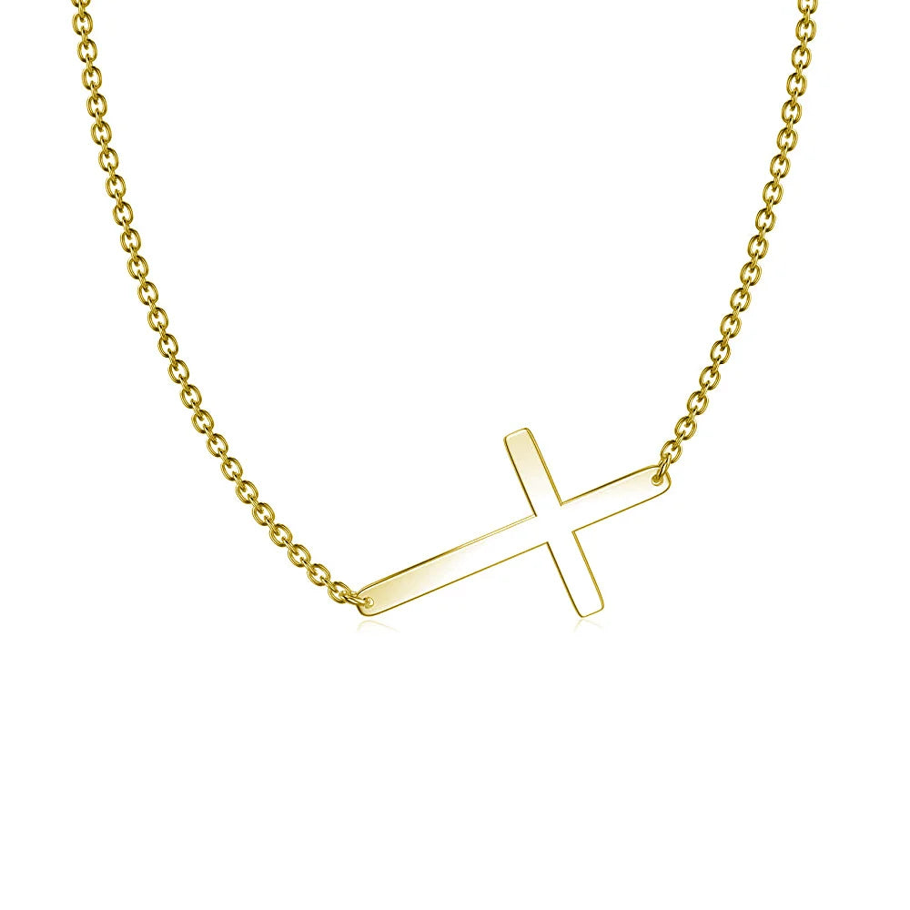 DPLAOPA 925 Sterling Silver Gold Cross Necklace Choker Gift for Her Protection Birthday Gift Religious Jewelry Holy Communion