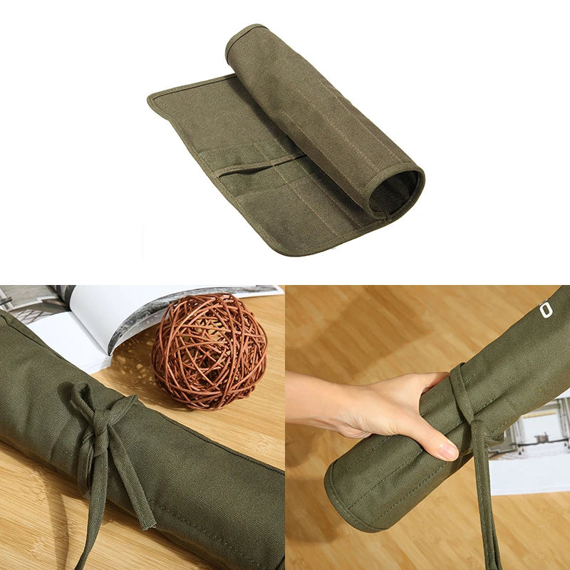 Brush Bag Artist Draw Pen Watercolor Roll Up Canvas Oil Paint Brush Cases Holder Paint Brush Cases Makeup Brushes Organizer