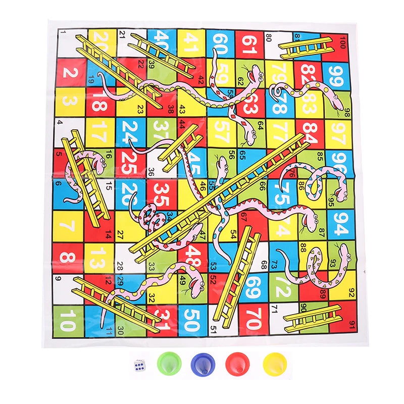 Hot!1Set Snake Ladder Educational Kids Children Toys Interesting Board Game Set Portable Flying Chess Board Family Board Game
