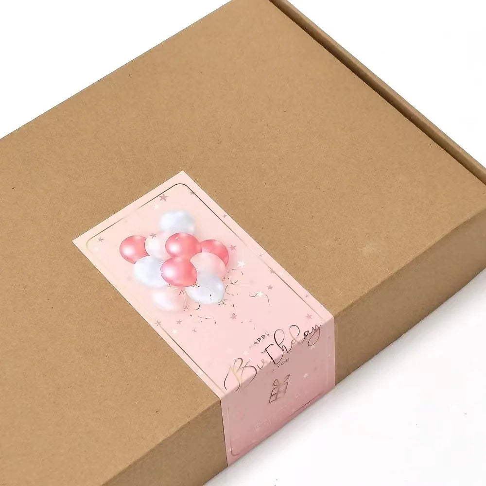 10-30Pcs "Happy Birthday To You" Stickers Pink Blue Black Birthday Gift Package Decor Seal Labels 6x15cm Exquisite Stickers